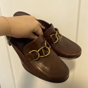 Vintage Franco Sarto Chunky Block Heel Academia Leather Loafer Size 10‎